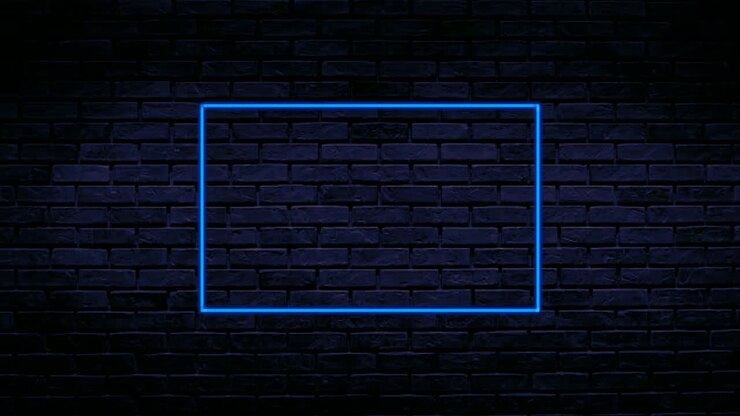 Neon rectangle border animation motion graphics modern on brick wall background