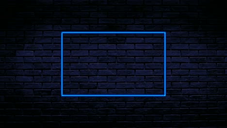 rectángulo de neón borde animación gráficos de movimiento moderno en el fondo de la pared de ladrillo
