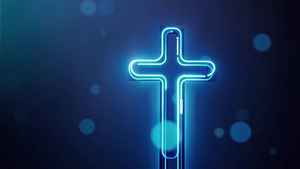 Croce Cristiana Luce Celestiale Sfondo per il Culto.