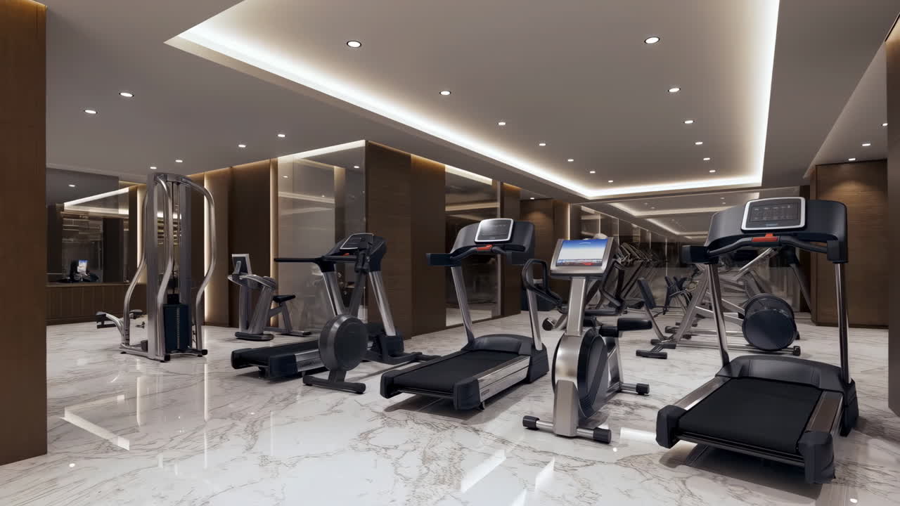 Gym with exercise equipment