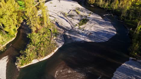 Scenic-bird's-eye-view-of-Snoqualmie-Middle-Fork-River-in-Washington-State,-North-Bend