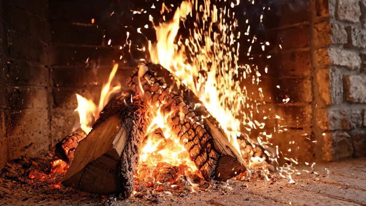 Una Acogedora y Cálida Escena de Chimenea con Leña Crepitante Iluminando el Hogar, Creando un Ambiente Perfecto para Reuniones y Relajación