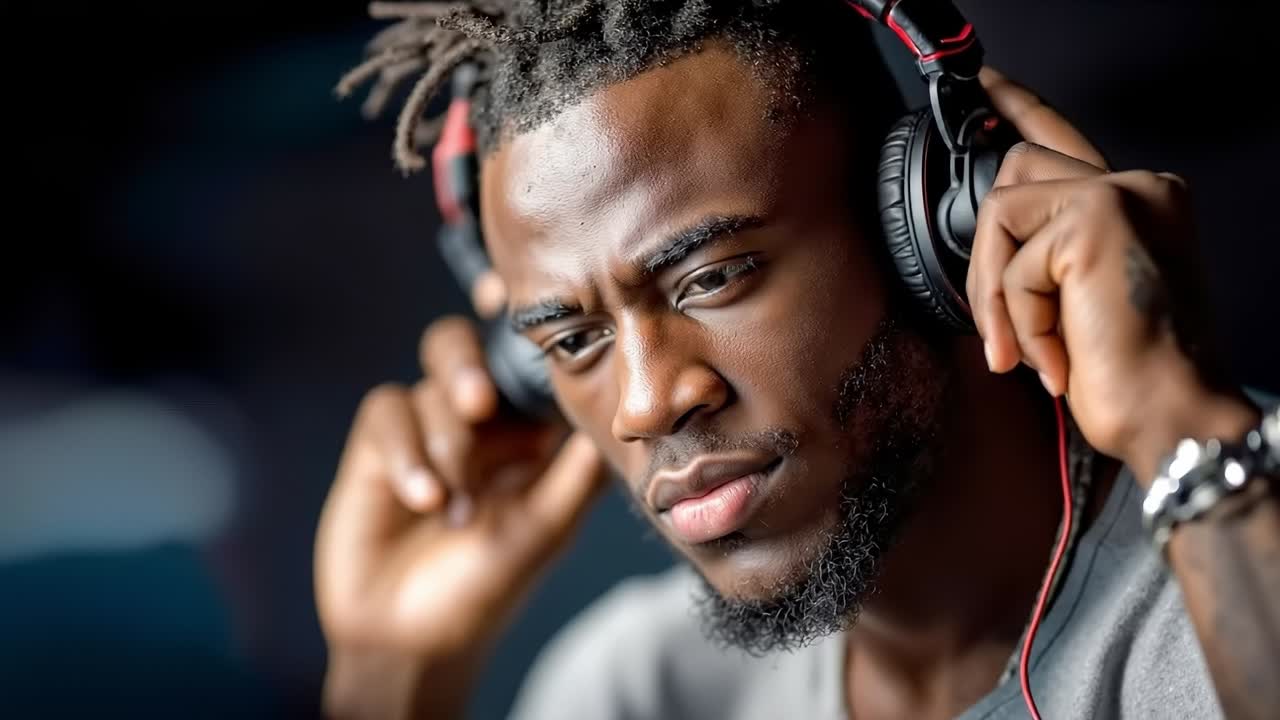 A man with dreadlocks wearing headphones and a watch