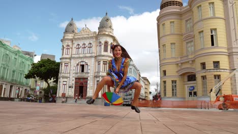 frevo dancer at the street carnival in recife, pernambuco, brazil.