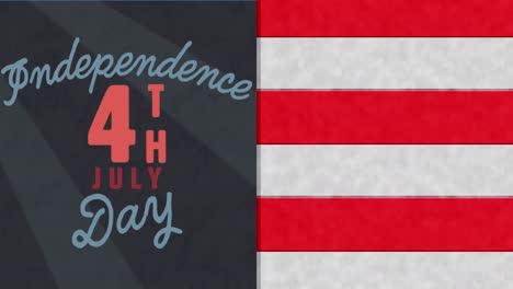 Animation-of-4th-july-independence-day-text-over-white-and-red-stripes-on-black-background