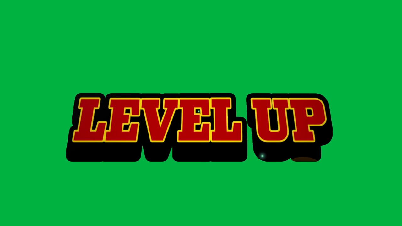 Percikan air dimulai LEVELUP, pusat putih bergerak menjatuhkan cahaya gelap untuk pengungkapan judul pada latar belakang transparan