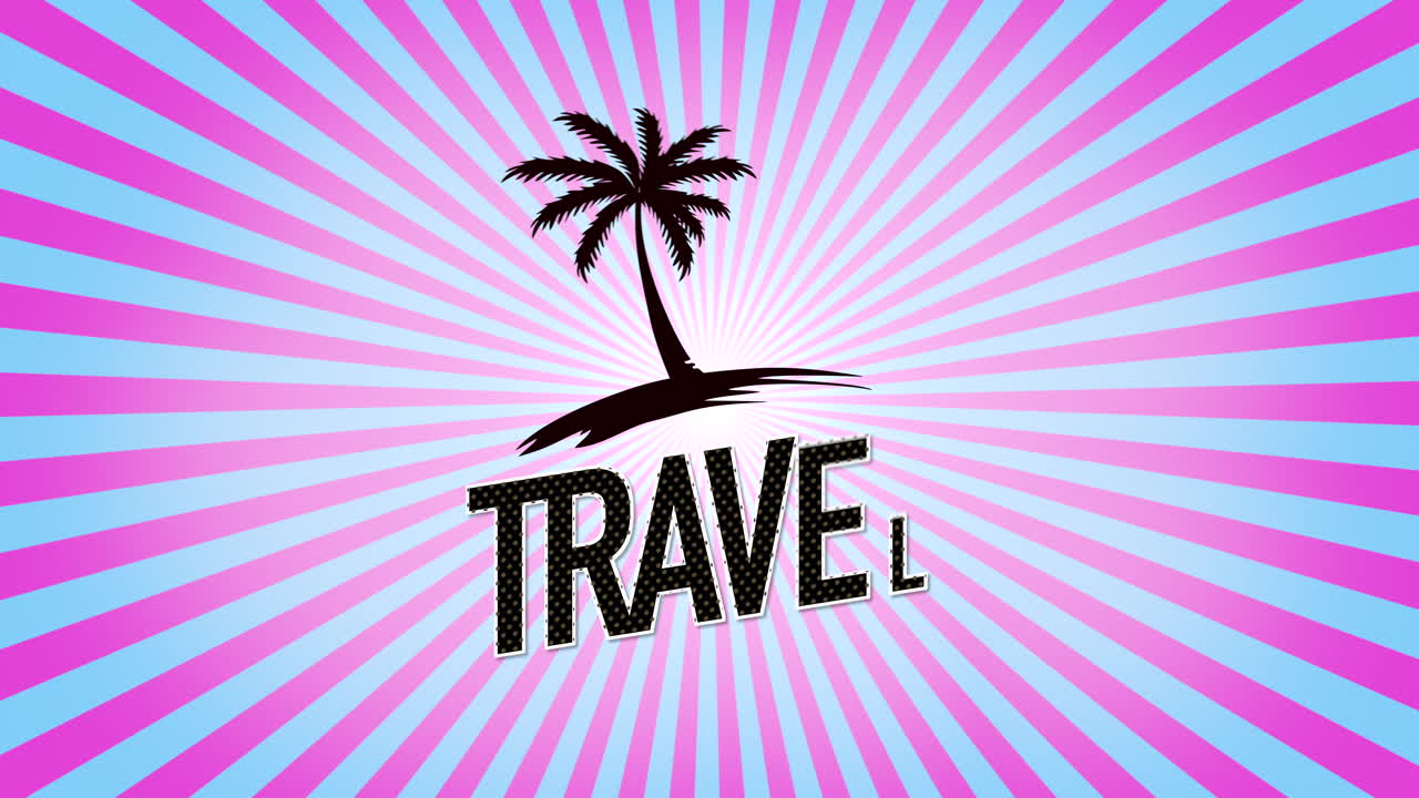 hora de viajar con sol y palmeras en rayas retro