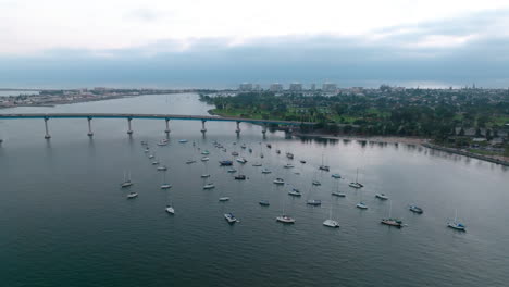 Aerial-drone-shot-above-the-Coronado-island-marina