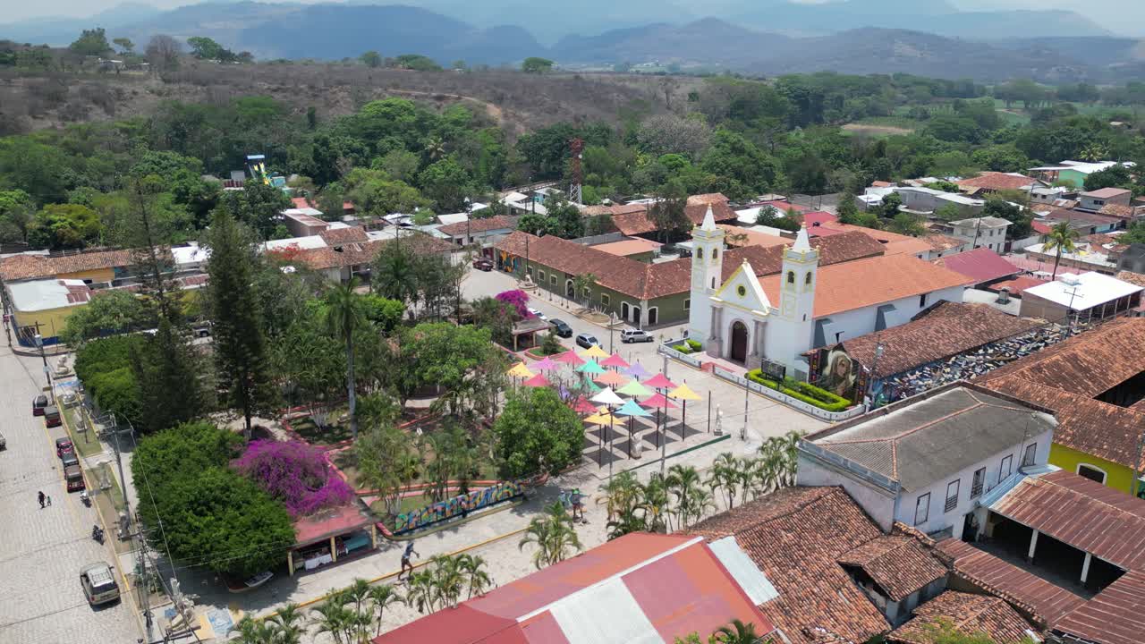 Drone View of Historic Cantarranas Village Surrounded by Mountains, Honduras, Cultural Tourism