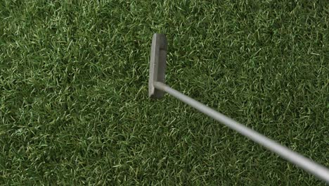 Close-up-of-golf-club-and-ball-on-grass,-copy-space,-slow-motion