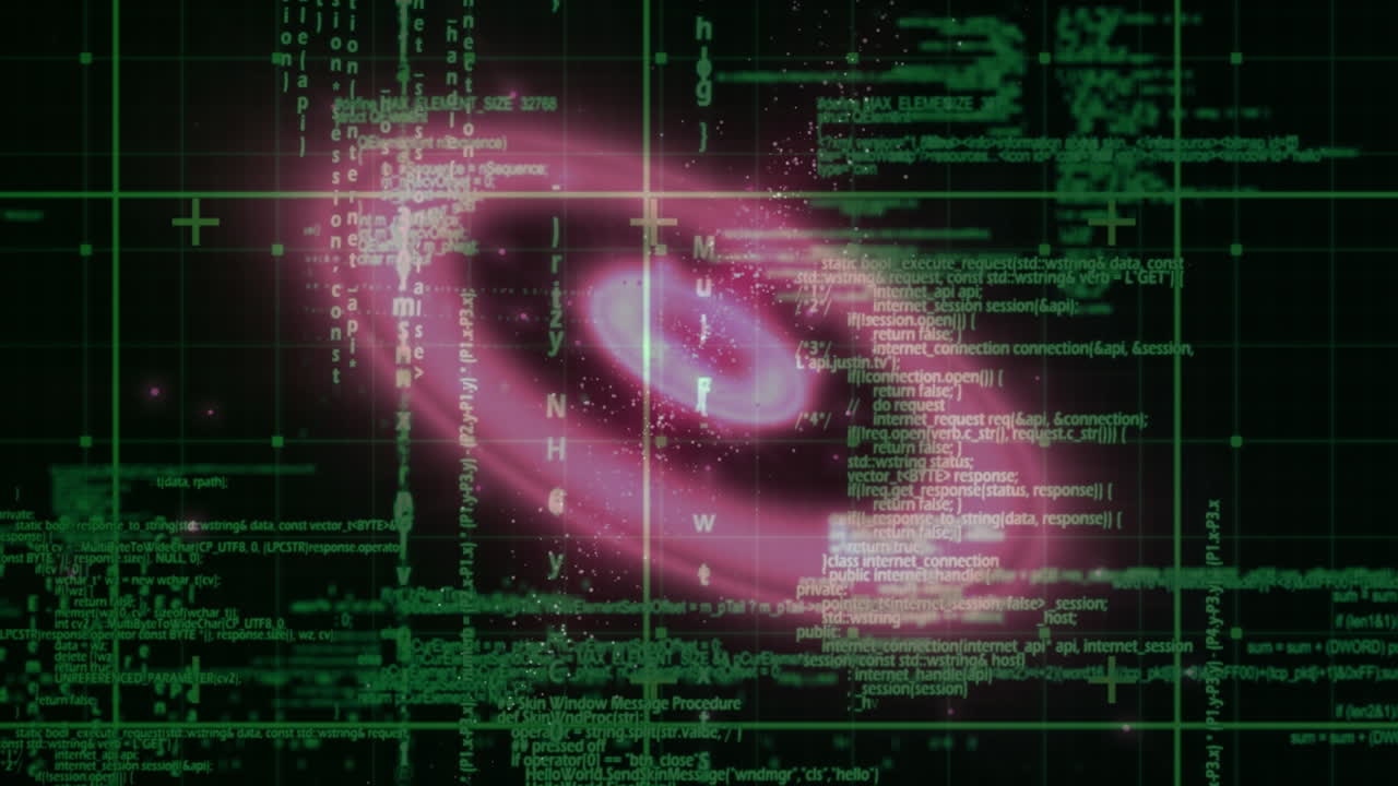 animación del procesamiento de datos brillantes con marcadores sobre la cuadrícula