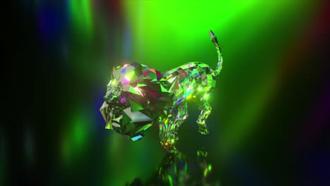 león de cristal geométrico