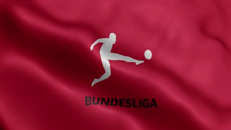 red 4k animated loop of a waving flag of the bundesliga logo