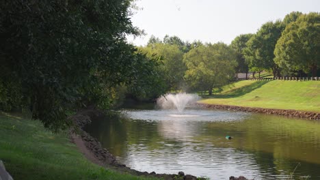 Camera-Dolly-Right-to-Reveal-Pond-in-Neighborhood-of-Cornelius,-North-Carolina