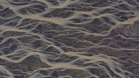 aerial view of a glacial river delta