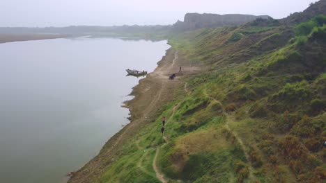 Hügel-Und-Schluchten-Des-Chambal-Flusses-Luftdrohnenaufnahme