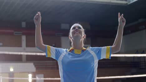 volleyball player cheering after victory 4k