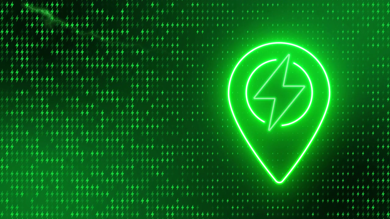 Neon Green Electric Vehicle Charging Station Map Pin Icon