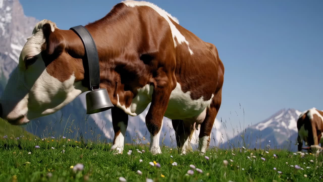 Lehmät laiduntavat Sveitsin Alpeilla
