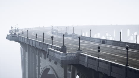 misty urban bridge