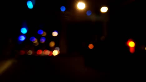 blurred street lights and car lights at night