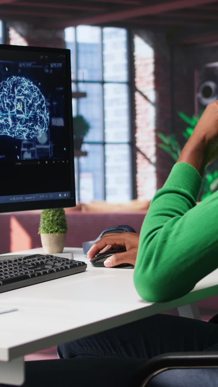 Vertical Video System administrator programming AI brain computerized model