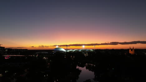 4k drone sunset adelaide oval australia
