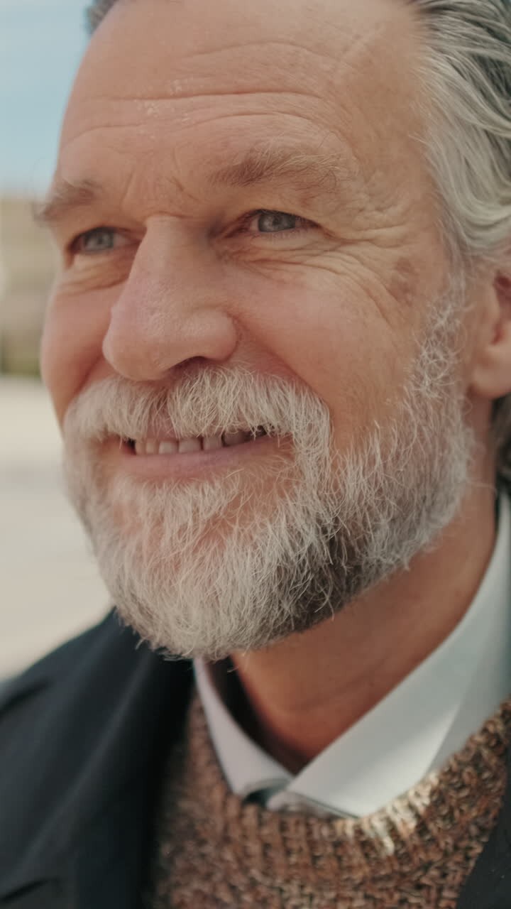 Happy Senior Man Smiling in the City