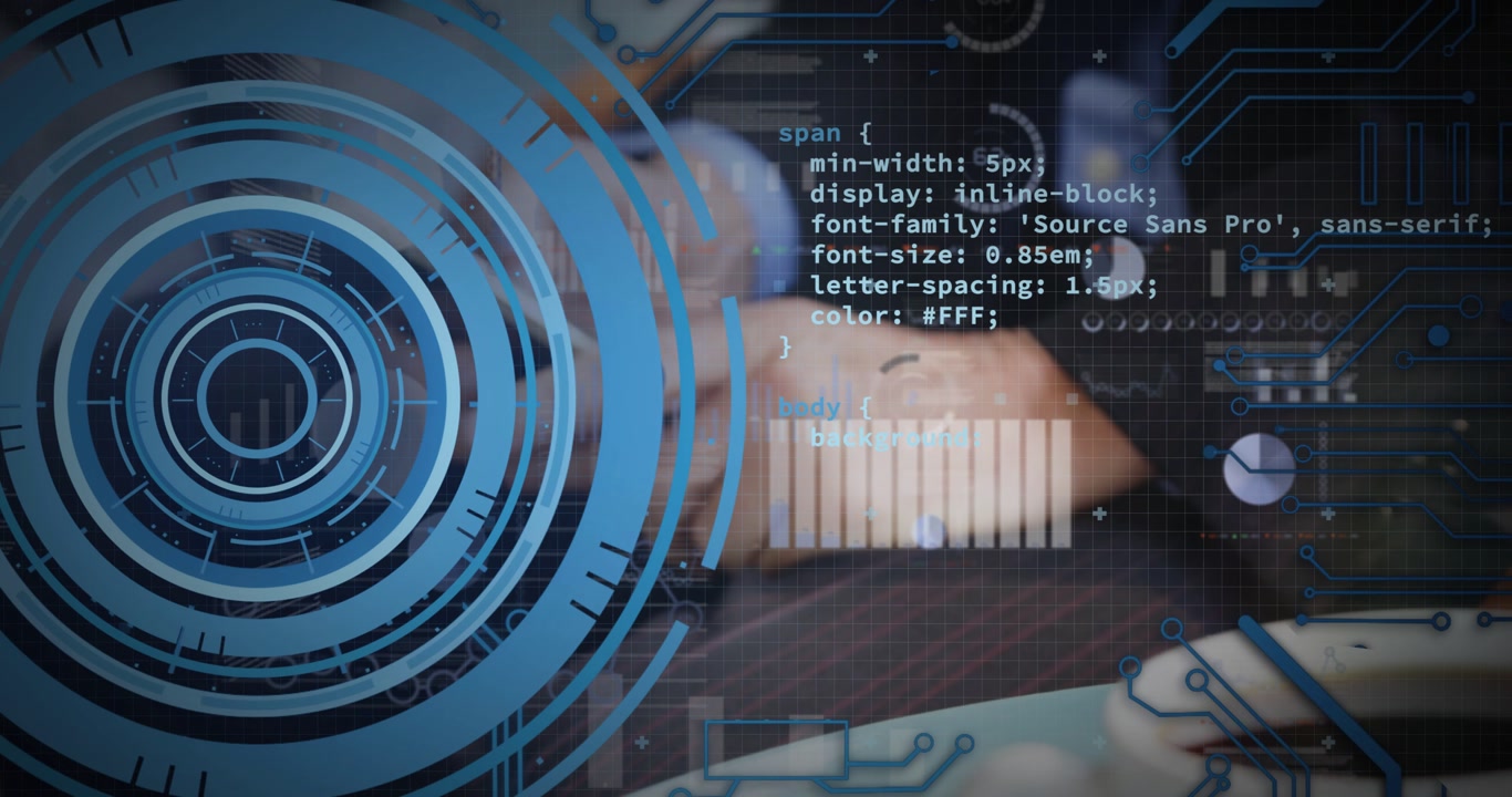 Two pros hovering by cup, grasping smartphone, tapping and accessing business graphs with blue HUD
