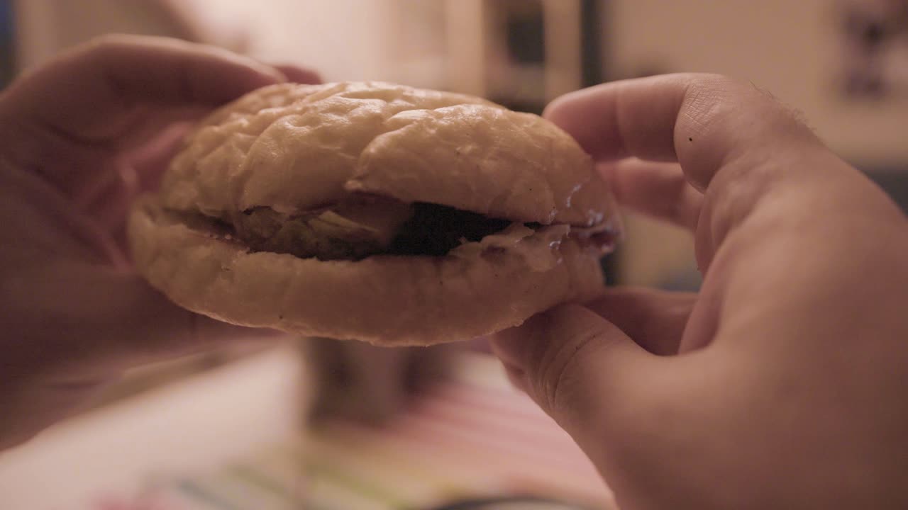 햄버거를 들고 있는 손