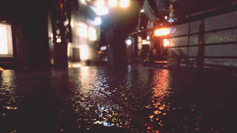 neon bokeh lights at rainy night