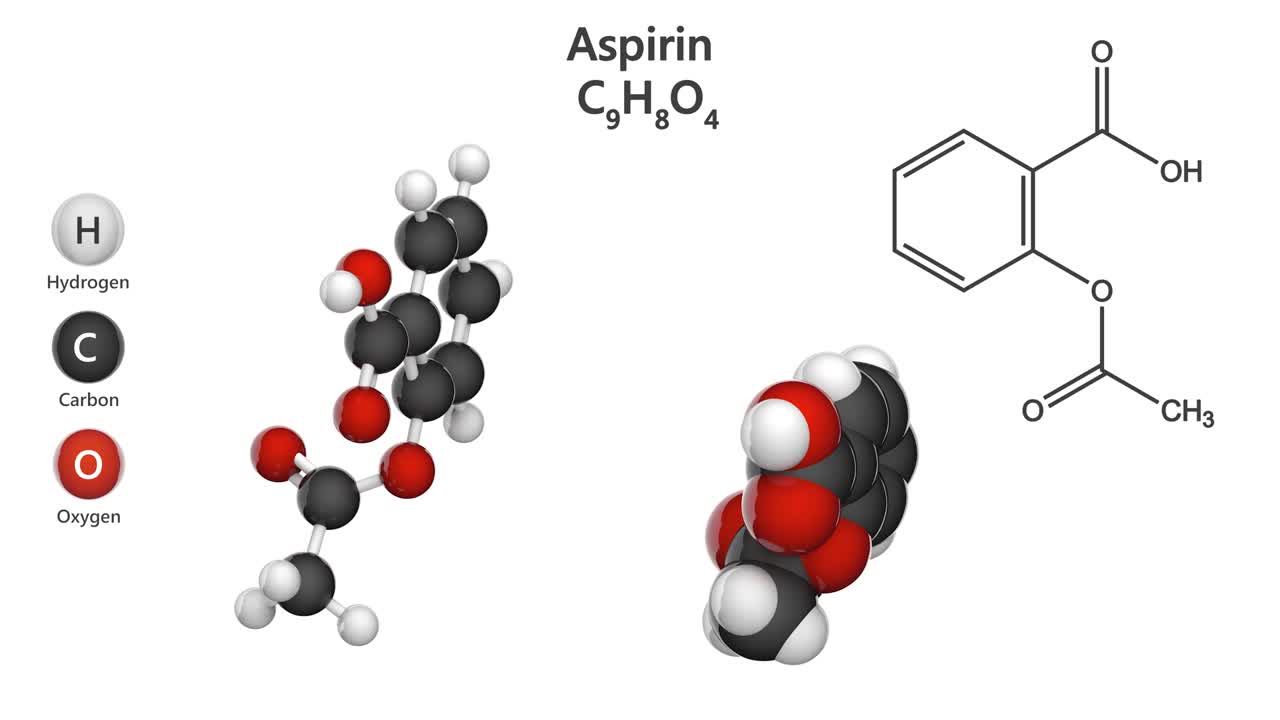aspirina (asa) c9h8o4. bucle sin costuras.