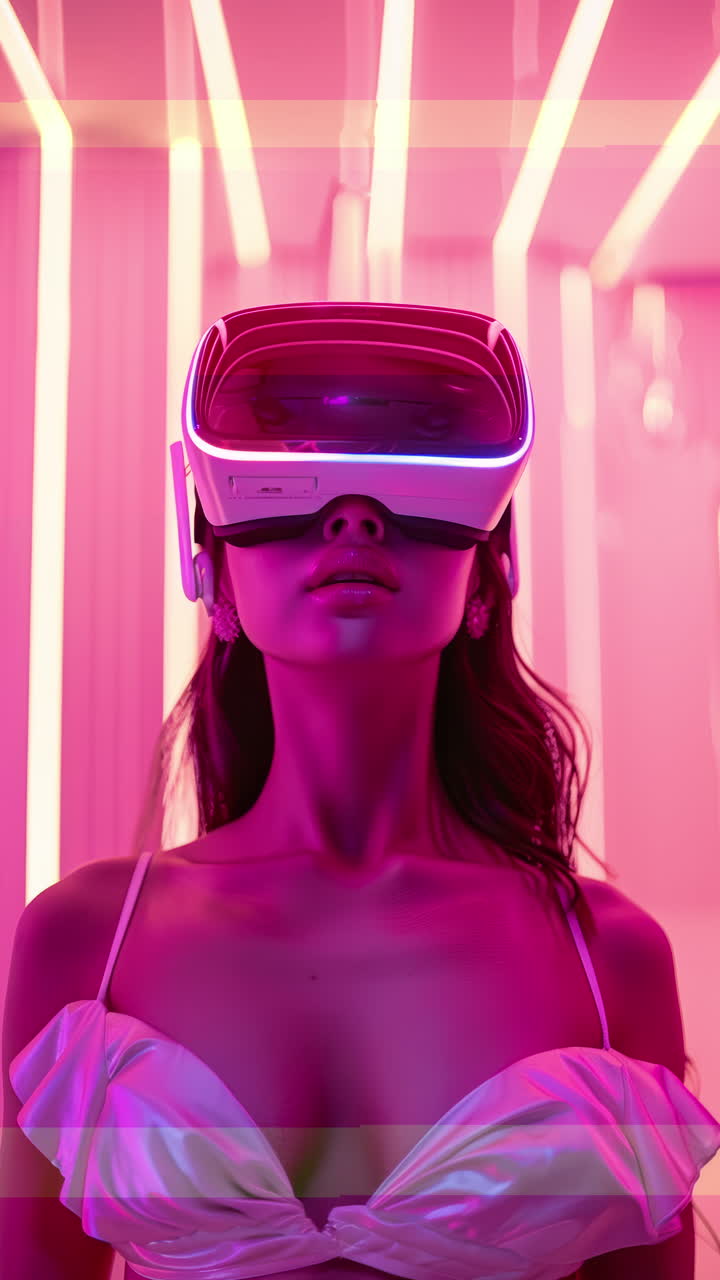 Sequence of females with VR headsets made with AI