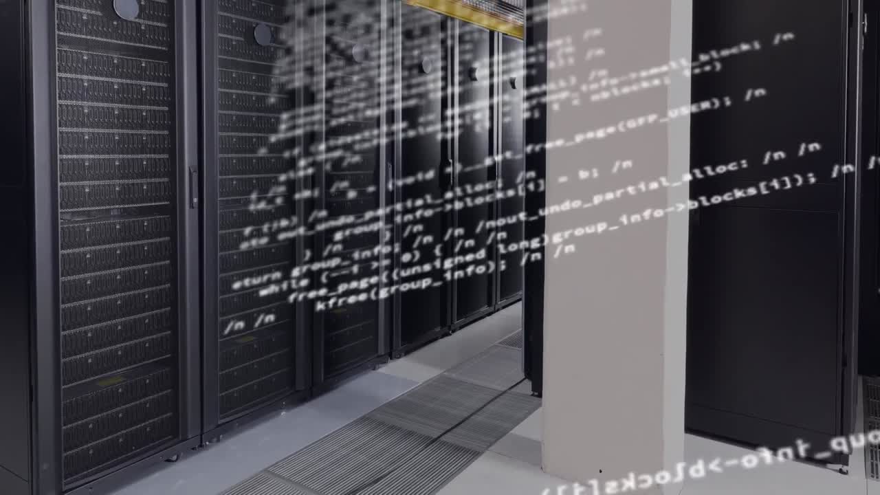 Animation of data processing over server room