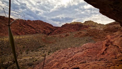 time lapse full sky of clouds over red rocks