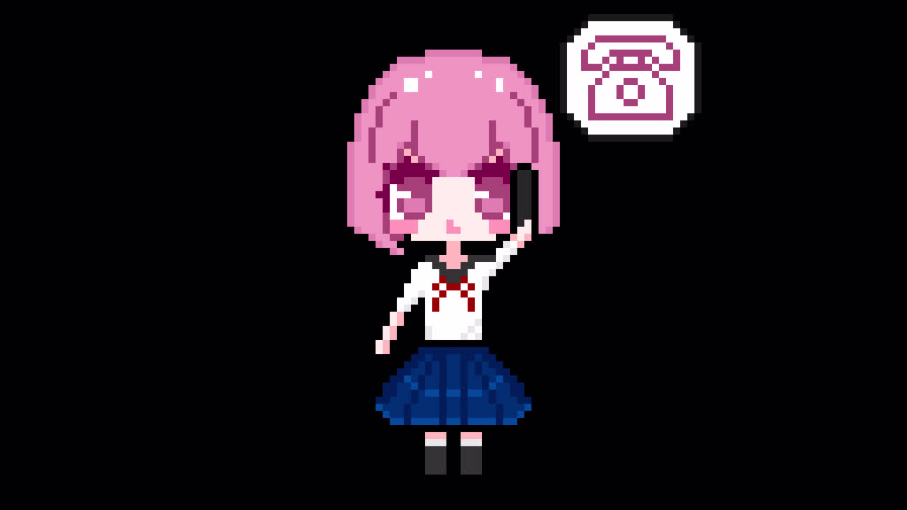 Pixel phone girl short hair Looping animation. 1080p (1).mov