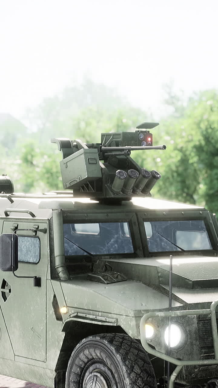 대도시에서 장갑 군사 차량