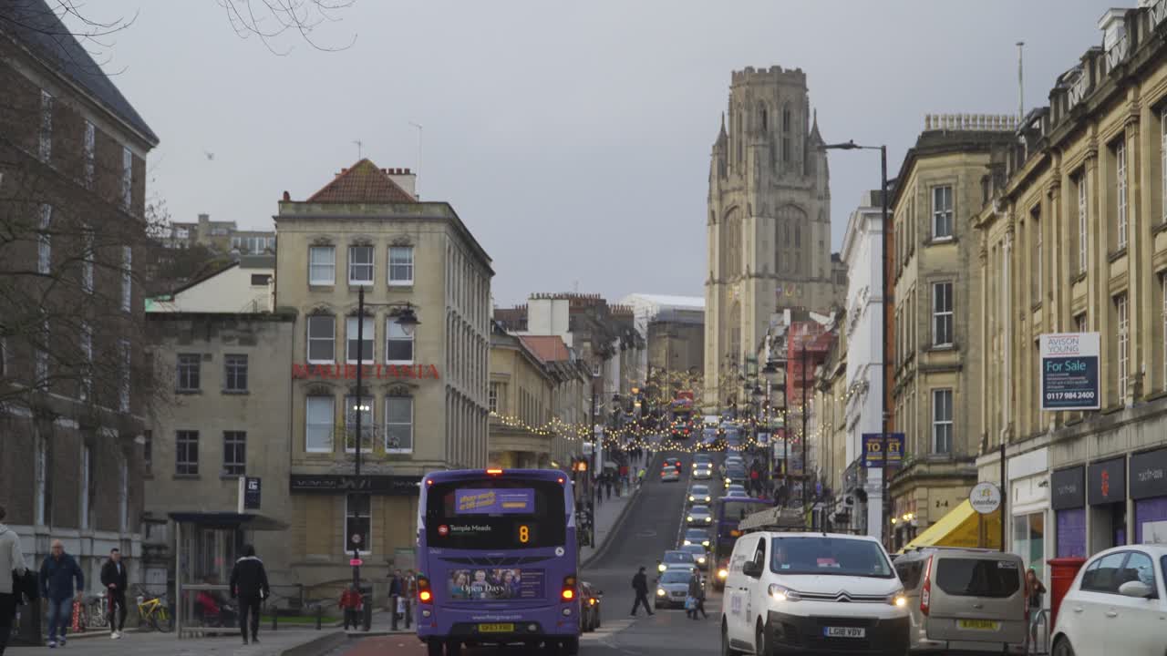 BRISTOL, SOMERSET, UNITED KINGDOM,  Beautiful streets of Bristol city in the evening.