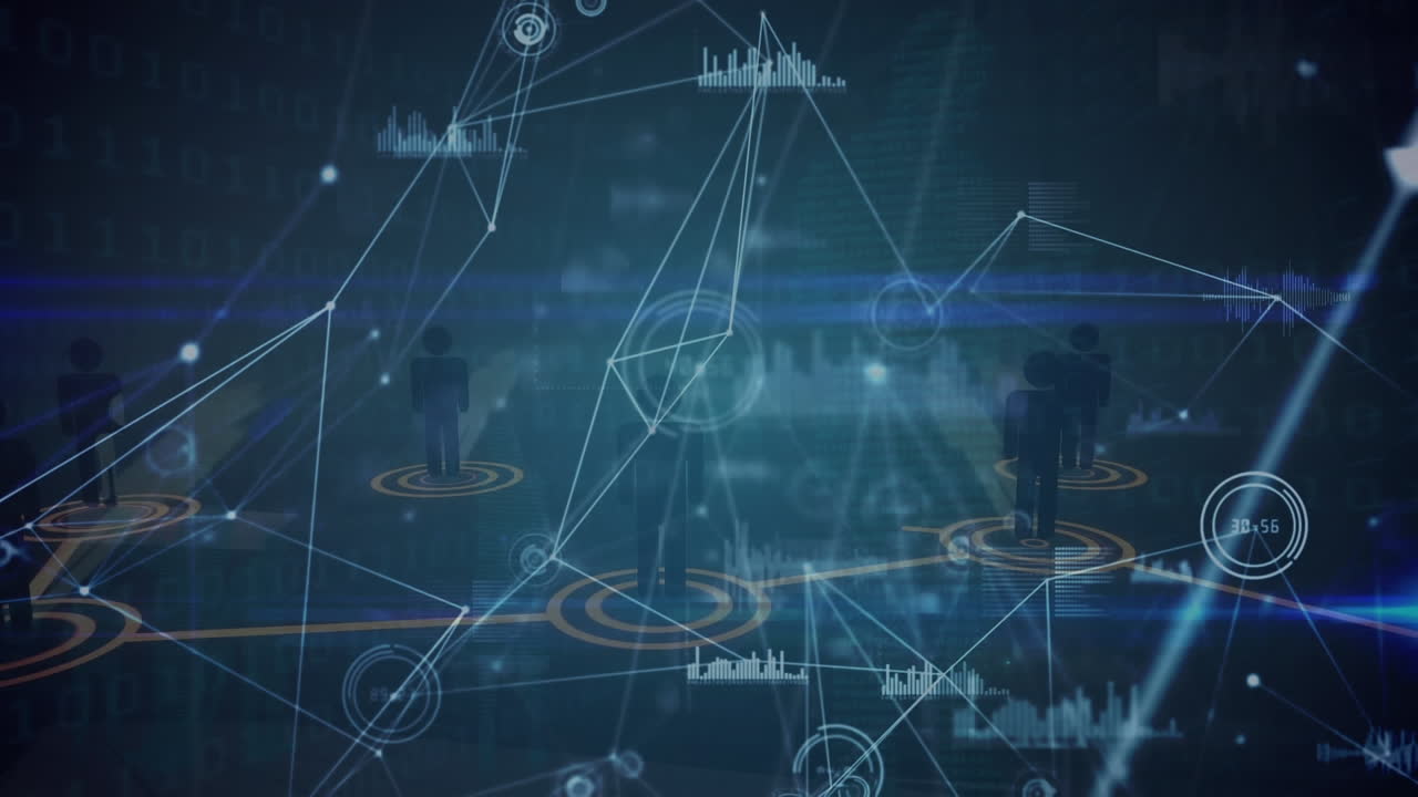 연결 네트워크를 통해 사람 아이콘의 애니메이션