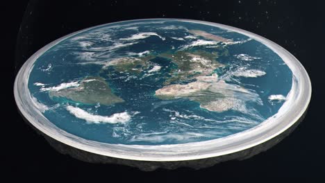 zoom out to show the flat earth conspiracy theory model establishing shot