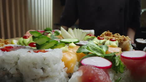 sushi platter with assorted rolls