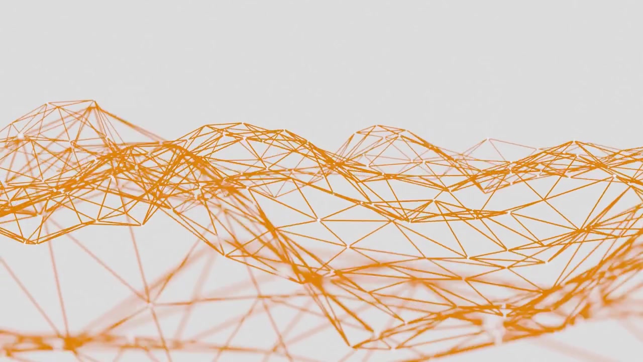 Abstract red wireframe geometric structure on a white background. Digital 3D polygonal network visualization. Technology and science concept for design and