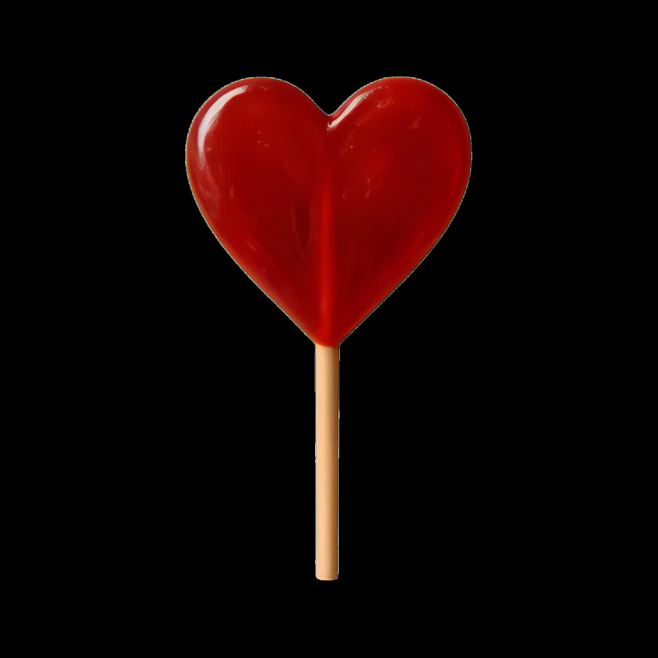 Heart-shaped lollipop animation isolated asset, transparent 4K video, alpha channel, ProRes 4444