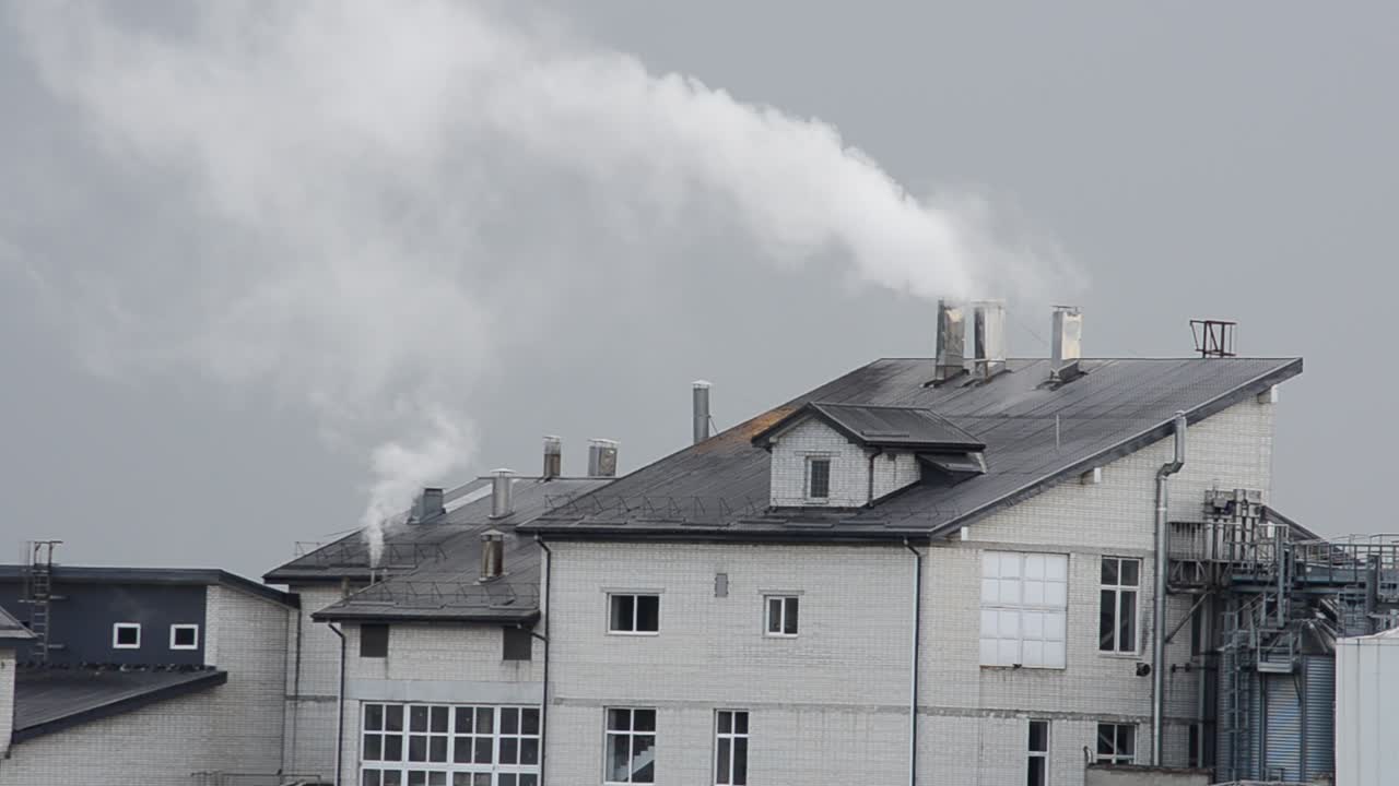 Steam in the sky. Overcast weather