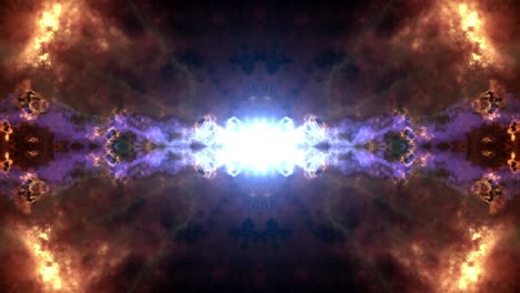 abstract glowing power energy cloud flare light hypnotic kaleidoscope visual loop. 4k 3d seamless looping fractal blue spark magic blaze mandala background for vj dj loop stage, transition, title.