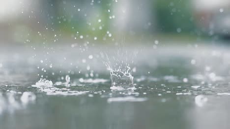 Está-Lloviendo-Afuera-Las-Gotas-De-Lluvia-Se-Rompen-En-El-Charco