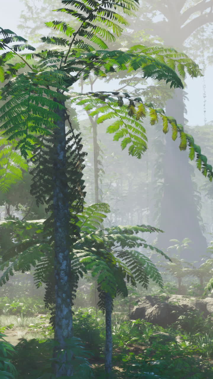 selva de niebla con helechos exuberantes