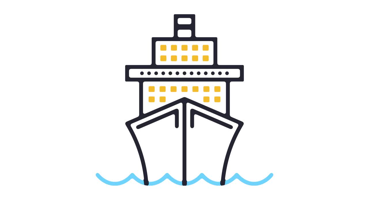 크루즈 투어 라인 아이콘 애니메이션