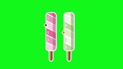 4k video of cartoon two colorful ice creams.