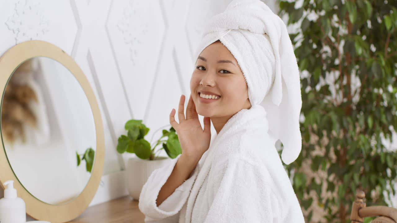 Woman doing skincare routine